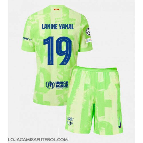 Camisa de Futebol Barcelona Lamine Yamal #19 Equipamento Alternativo Infantil 2024-25 Manga Curta (+ Calças curtas)